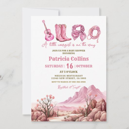Rustic Desert Succulent Cactus Girl Baby shower Kaart (Voorkant)