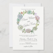 Rustic Desert Succulent Wreath Wedding Uitnodiging (Voorkant)
