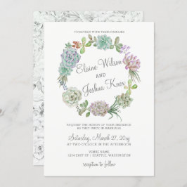 Rustic Desert Succulent Wreath Wedding Uitnodiging