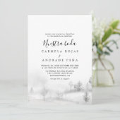Rustic Destination Winter Mountain Nuestra Boda Kaart (Staand voorkant)