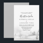 Rustic Destination Winter Mountain Nuestra Boda Kaart<br><div class="desc">Deze luxe bestemming winternuestra boda is perfect voor een klassieke bruiloft. Het ontwerp bevat een mooie winterscène met bergen en pijnbomen.</div>