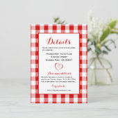 Rustic Details Richting Gingham Rood Wit Geruit Kaart (Staand voorkant)