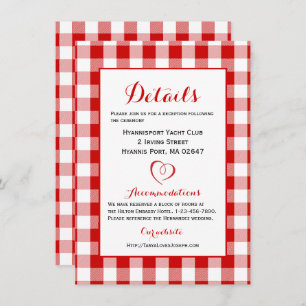 Rustic Details richtinggevend Gingham Red White Co Kaart