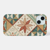 Rustic Diamant Patchwork Patroon - Geometrisch iPhone 15 Case (Achterkant horizontaal)