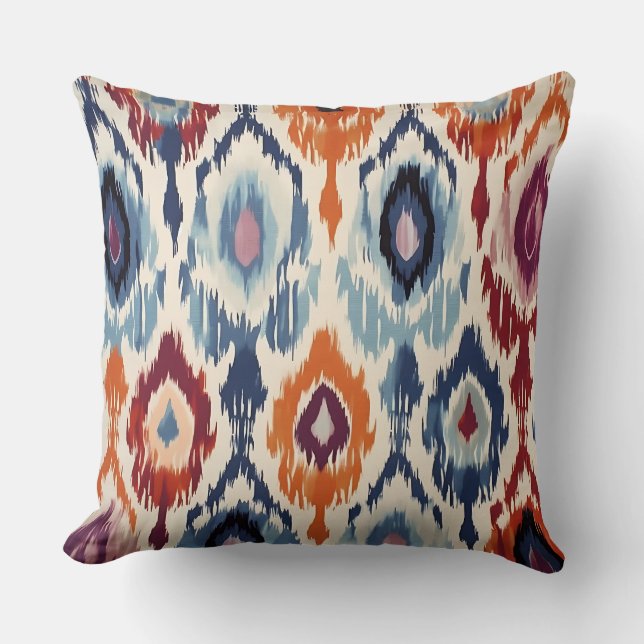 Rustic Diamond Ikat Pattern Kussen (Voorkant)