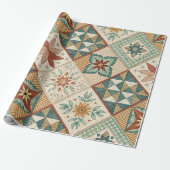 Rustic Diamond Patchwork Pattern - Geometrisch Cadeaupapier (Uitgerold)