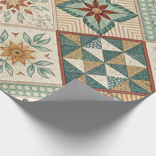 Rustic Diamond Patchwork Pattern - Geometrisch Cadeaupapier (Hoek)
