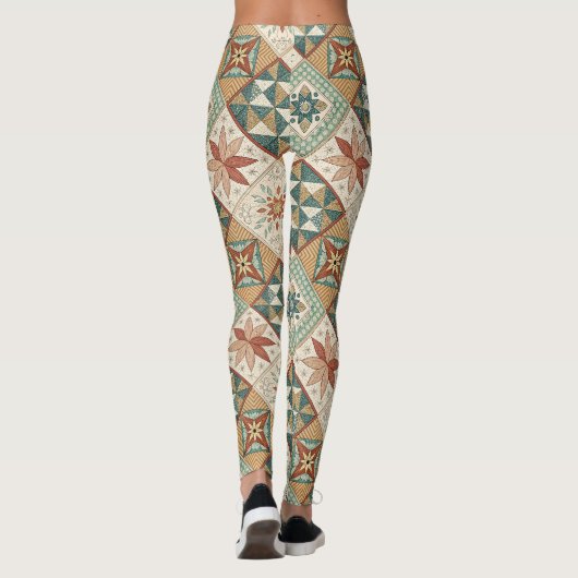 Rustic Diamond Patchwork Pattern - Geometrisch Leggings (Achterkant)