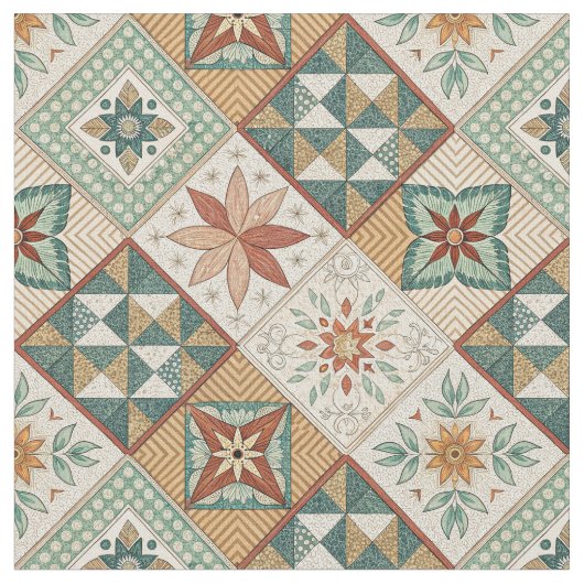 Rustic Diamond Patchwork Pattern - Geometrisch Stof (Close Up)