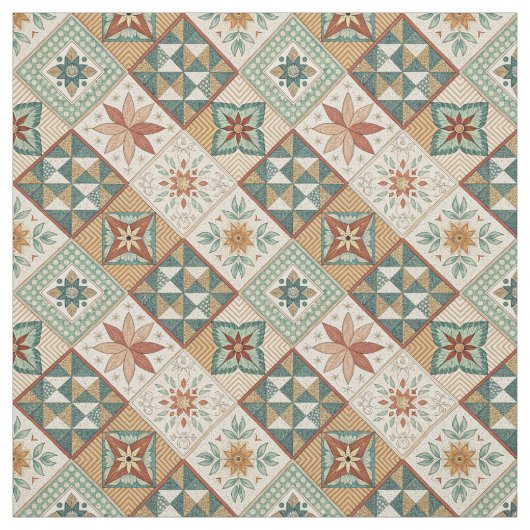 Rustic Diamond Patchwork Pattern - Geometrisch Stof (Swatch)