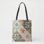Rustic Diamond Patchwork Pattern - Geometrisch Tote Bag (Voorkant)