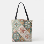 Rustic Diamond Patchwork Pattern - Geometrisch Tote Bag (Achterkant)