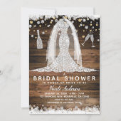 Rustic Diamond Wedding Dress Gouden Vrijgezellenfe Kaart (Voorkant)