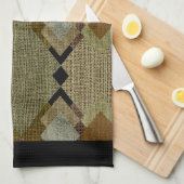 Rustic Diamonds Green & Brown Kitchen Towels Theedoek (Quarter Fold)