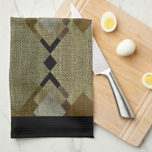 Rustic Diamonds Green & Brown Kitchen Towels Theedoek (Quarter Fold)