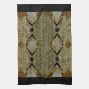 Rustic Diamonds Green & Brown Kitchen Towels Theedoek