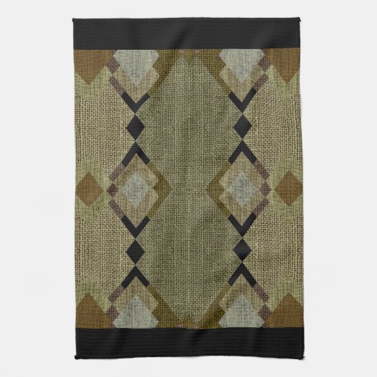 Rustic Diamonds Green & Brown Kitchen Towels Theedoek (Verticaal)
