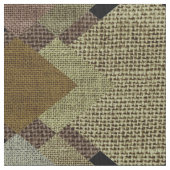 Rustic Diamonds Green & Brown Patterned Fabric Stof (Close Up)