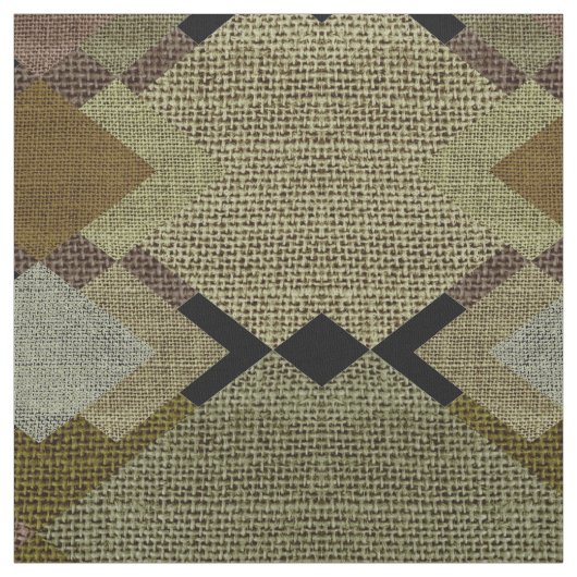 Rustic Diamonds Green & Brown Patterned Fabric Stof (Swatch)