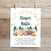 Rustic Diaper Raffle Woodland Animals Baby shower Poster