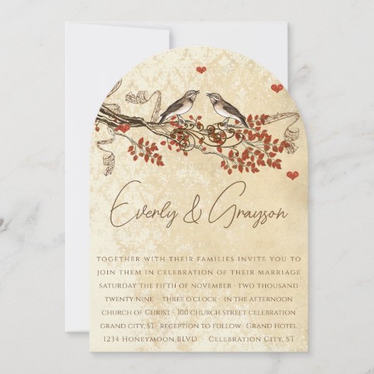 Rustic Die Cut  Bird Wedding Invite Kaart (Voorkant)