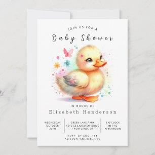 Rustic Digital Duck Baby shower Kaart