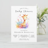Rustic Digital Giraffe Baby shower Kaart (Staand voorkant)
