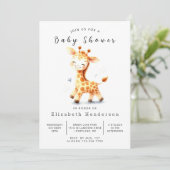 Rustic Digital Giraffe Baby shower Kaart (Staand voorkant)