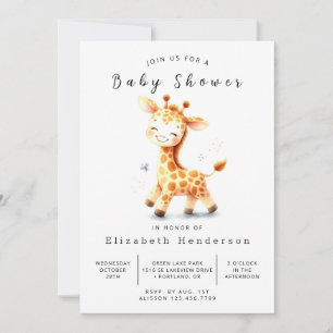 Rustic Digital Giraffe Baby shower Kaart