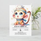 Rustic Digital Monkey Verjaardag Kaart (Staand voorkant)