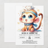 Rustic Digital Monkey Verjaardag Kaart (Voorkant / Achterkant)