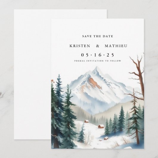 Rustic Digital Mountain Save The Date (Voorkant / Achterkant)