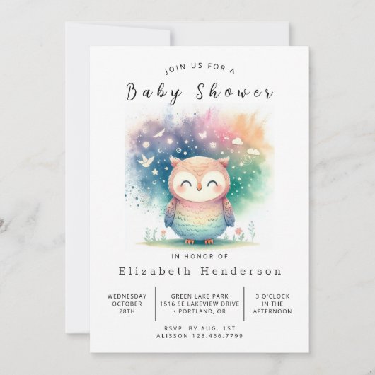 Rustic Digital Owl Baby shower Kaart (Voorkant)