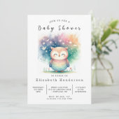 Rustic Digital Owl Baby shower Kaart (Staand voorkant)