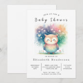 Rustic Digital Owl Baby shower Kaart (Voorkant / Achterkant)