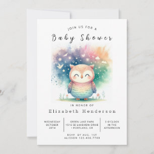 Rustic Digital Owl Baby shower Kaart