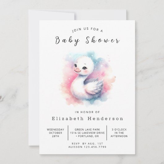 Rustic Digital Swan Baby shower Kaart (Voorkant)
