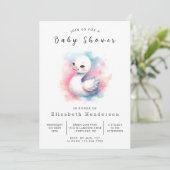 Rustic Digital Swan Baby shower Kaart (Staand voorkant)