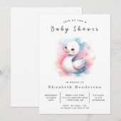 Rustic Digital Swan Baby shower Kaart (Voorkant / Achterkant)