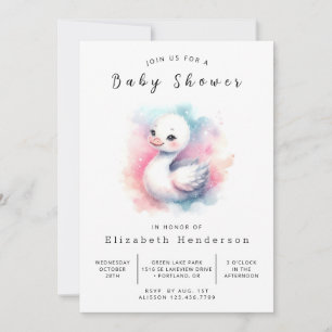 Rustic Digital Swan Baby shower Kaart