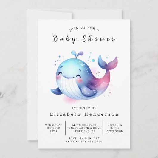 Rustic Digital Whale Baby shower Kaart (Voorkant)