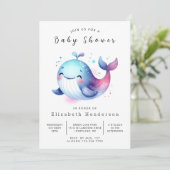 Rustic Digital Whale Baby shower Kaart (Staand voorkant)