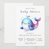 Rustic Digital Whale Baby shower Kaart (Voorkant / Achterkant)