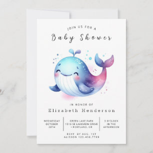 Rustic Digital Whale Baby shower Kaart