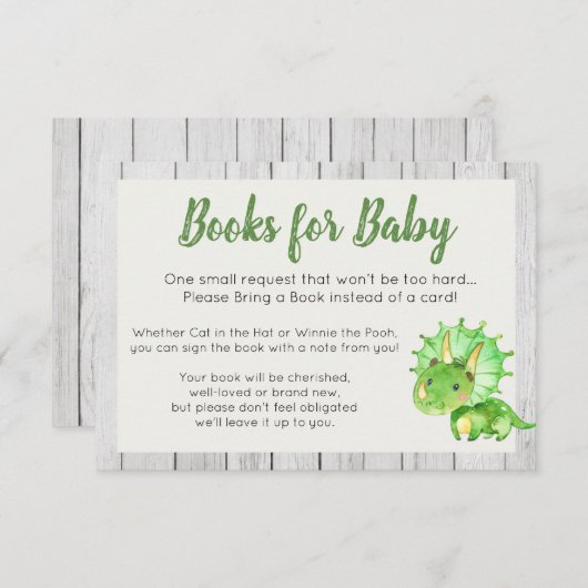 Rustic Dinosaur Books for Baby Card Informatiekaartje (Voorkant / Achterkant)