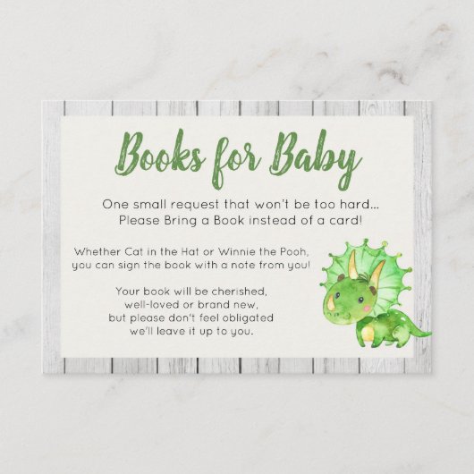 Rustic Dinosaur Books for Baby Card Informatiekaartje (Voorkant)