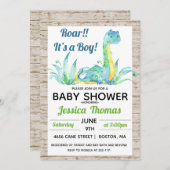 Rustic Dinosaur Boy Baby shower Kaart (Voorkant / Achterkant)