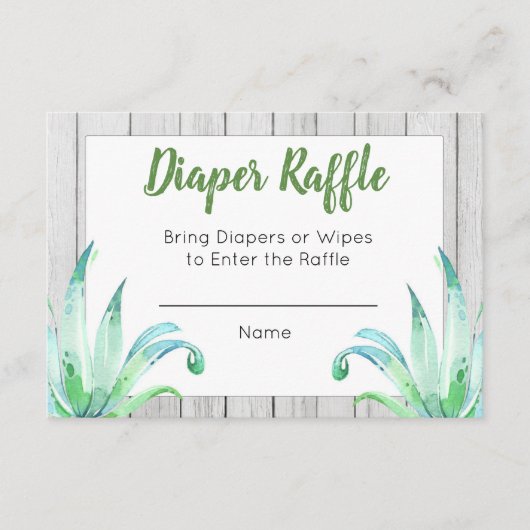 Rustic Dinosaur Diaper Raffle Kaart (Voorkant)