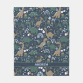 Rustic Dinosaur Forest Prehistalized Personalized Fleece Deken (Voorkant)