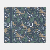 Rustic Dinosaur Forest Prehistalized Personalized Fleece Deken (Voorkant (Horizontaal))